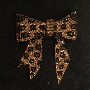 Leopard gold/black crystal bow